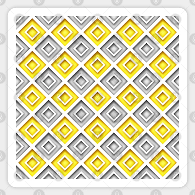 Yellow and Gray Diamond Rhombic Pattern Sticker by lissantee